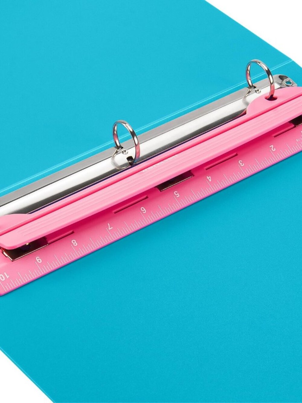 3 Ring Hole Puncher for Binders,Pink,with 10" Ruler, Plus Paper-chip Tray Design - Picture 1 of 6